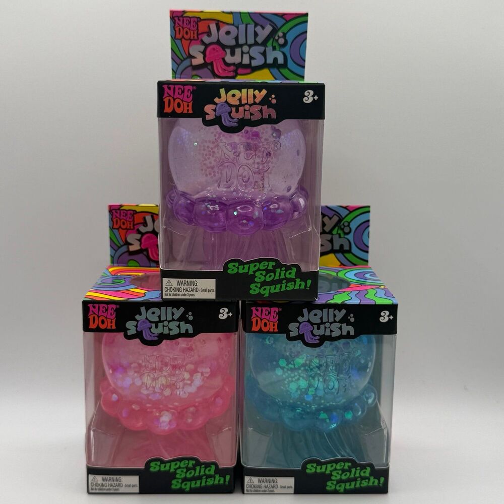 Schylling - NeeDoh Jelly Squish: Solid Squishy Toys (3 Pack) 1 of Each Color